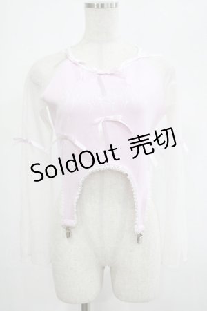 画像: AVENCHUMU / Sheer sleeve garter ribbon tops Free ピンク H-25-03-03-043-LO-TO-NS-ZH