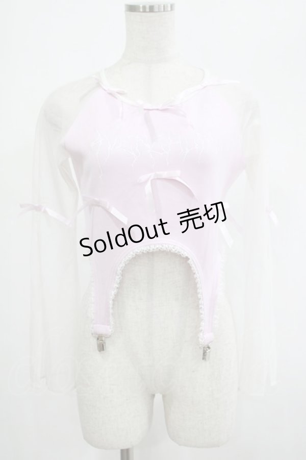 画像1: AVENCHUMU / Sheer sleeve garter ribbon tops Free ピンク H-25-03-03-043-LO-TO-NS-ZH (1)