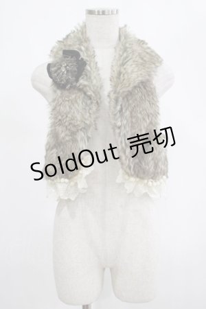 画像: axes femme / リボン付きフェイクファーベスト Free グレー H-25-03-03-045-AX-TO-NS-ZH