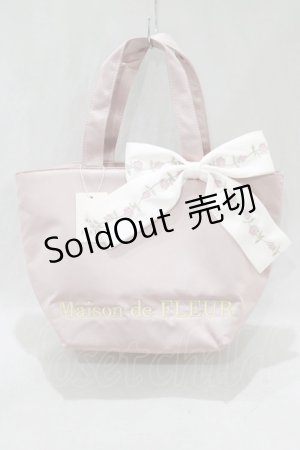 画像: Maison de FLEUR / ローズリボン刺繍トートバッグ  ピンク H-25-03-03-046-LO-BG-NS-ZH