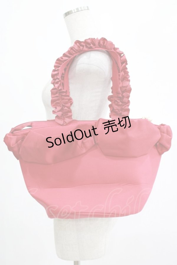 画像2: Maison de FLEUR / SnowWhite/フリルハンドルトートバッグ  レッド H-25-03-03-049-LO-BG-NS-ZH (2)