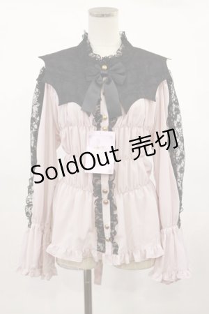 画像: metamorphose / 【プラスサイズ】コウモリ付け襟シャーリングブラウス プラスサイズ ピンク H-25-03-03-1009-ME-BL-NS-ZH