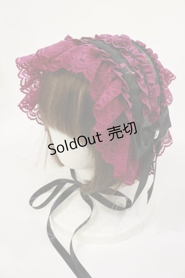 画像1: metamorphose / Rosy Gem〜魅惑のりんご〜レースフリルヘッドドレス  チャームブラック H-25-03-03-1034-ME-AC-NS-ZH (1)