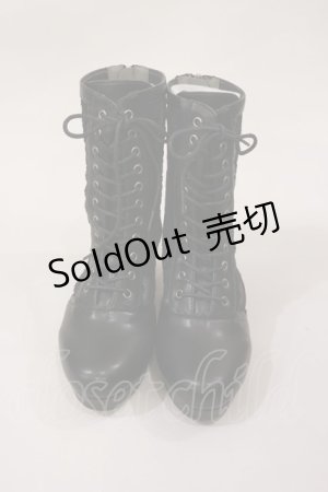 画像: axes femme / レース切替編み上げブーツ L ブラック H-25-03-03-1039-AX-SH-NS-ZH