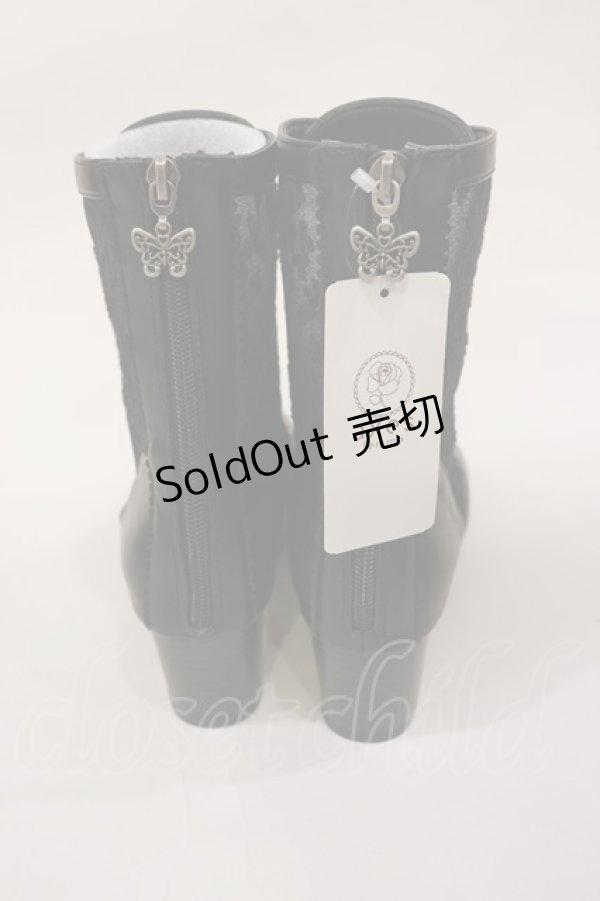 画像3: axes femme / レース切替編み上げブーツ L ブラック H-25-03-03-1039-AX-SH-NS-ZH (3)