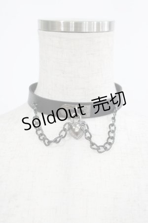 画像: LISTEN FLAVOR / ハートロックチェーンチョーカー 約37cm(3段階調節可能) ブラック H-25-03-03-062-PU-AC-NS-ZH