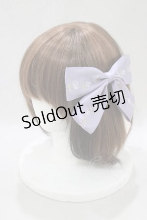 画像: Maison de FLEUR / ローズリボン刺繍リボンバレッタ  ラベンダー H-25-03-03-068-LO-AC-NS-ZH
