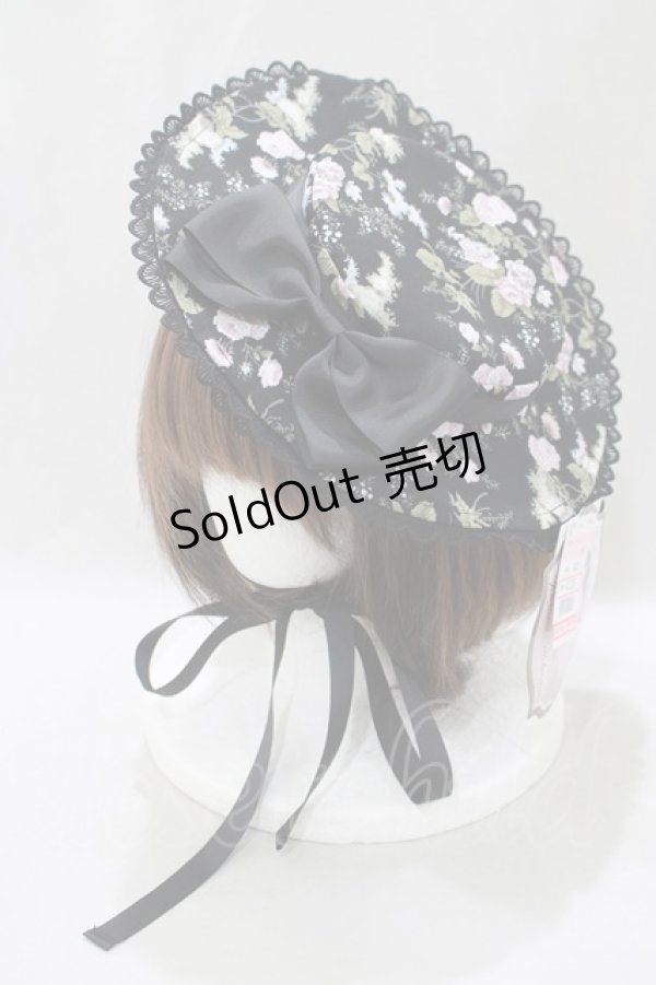画像1: Kurumi Collaboration / 花柄ヘッドドレス  ブラック H-25-03-03-079-GO-AC-NS-ZH (1)