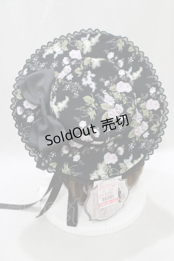 画像2: Kurumi Collaboration / 花柄ヘッドドレス  ブラック H-25-03-03-079-GO-AC-NS-ZH (2)
