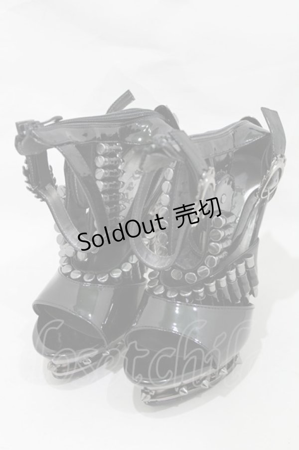 画像2: hades / 弾丸ストラップシューズ US6（約24cm） ブラック×シルバー H-25-03-04-050-ＨＡ-SH-KB-ZH (2)