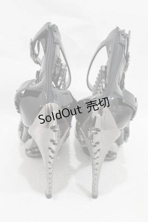 画像4: hades / 弾丸ストラップシューズ US6（約24cm） ブラック×シルバー H-25-03-04-050-ＨＡ-SH-KB-ZH (4)