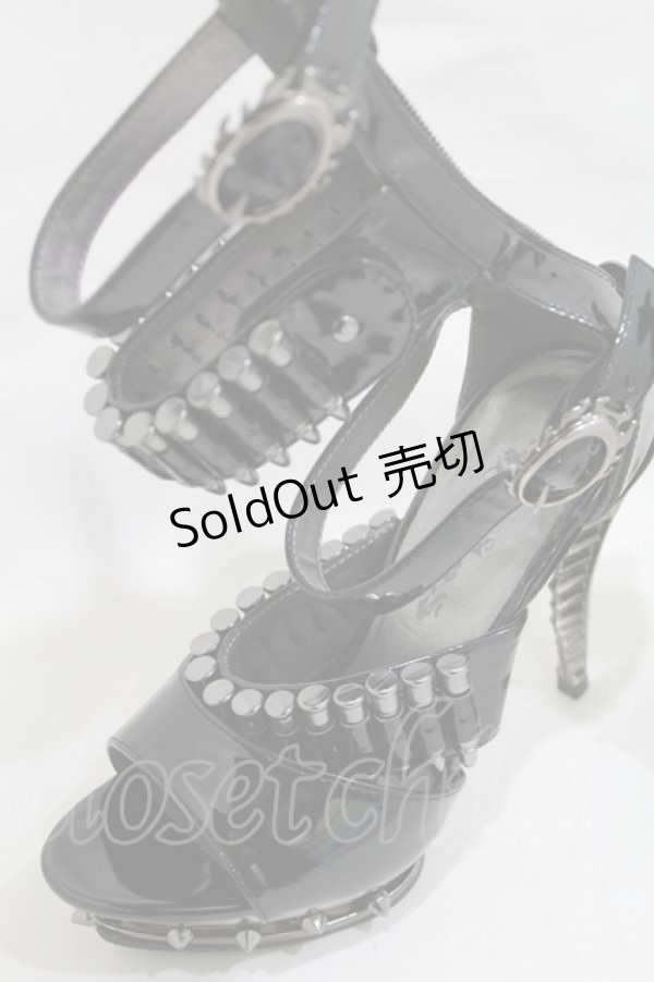 画像5: hades / 弾丸ストラップシューズ US6（約24cm） ブラック×シルバー H-25-03-04-050-ＨＡ-SH-KB-ZH (5)