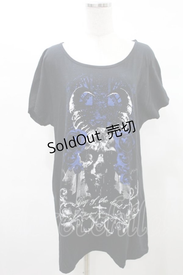 画像1: SEX POT ReVeNGe / プリントドルマンロングTシャツ  黒 H-25-03-04-026-SP-TO-KB-ZT438 (1)