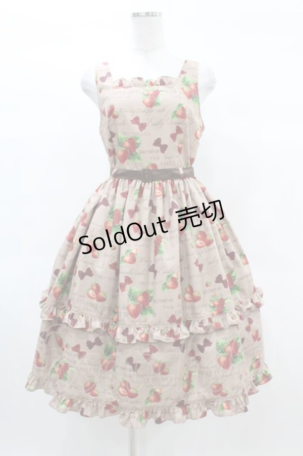 画像1: Emily Temple cute / Mellow Strawberryノースリーブワンピース  ブラウン H-25-03-05-013-ET-OP-KB-ZH (1)