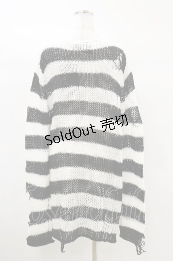 画像2: KILL STAR / Pugsley Knit Sweater L 黒×白 H-25-03-06-005-SL-TO-KB-ZH (2)