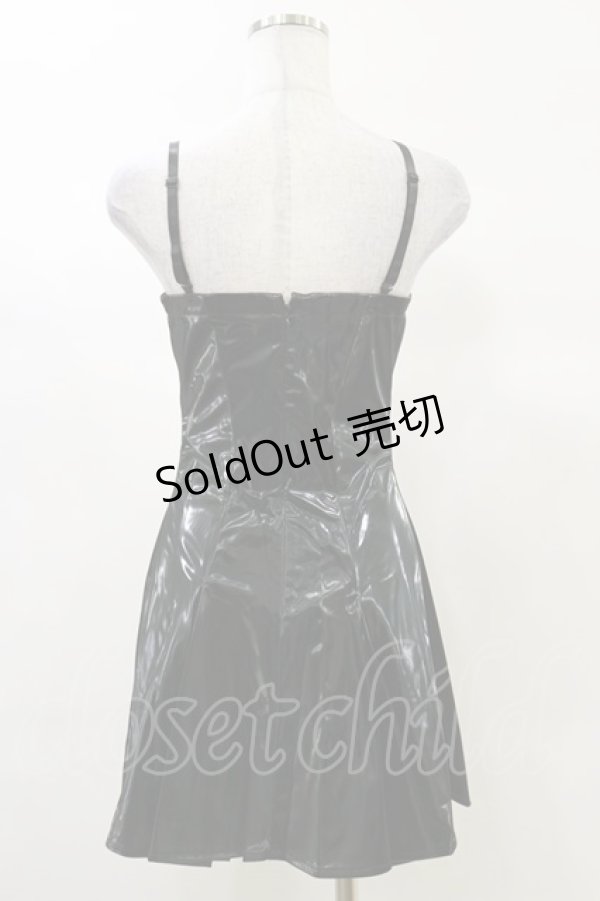 画像2: DARK IN LOVE / Punk pink locomotive rebel shiny mini dress XS 黒×ピンク H-25-03-06-050-PU-OP-KB-ZH (2)