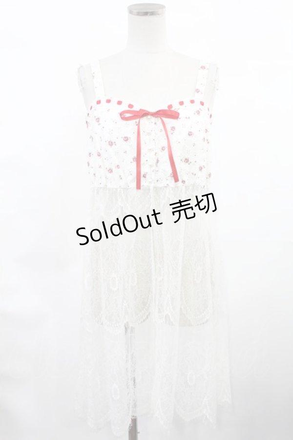 画像1: Swankiss / レース切替ベビードール Free オフ/レッド H-25-03-06-1030-CA-TO-NS-ZH (1)