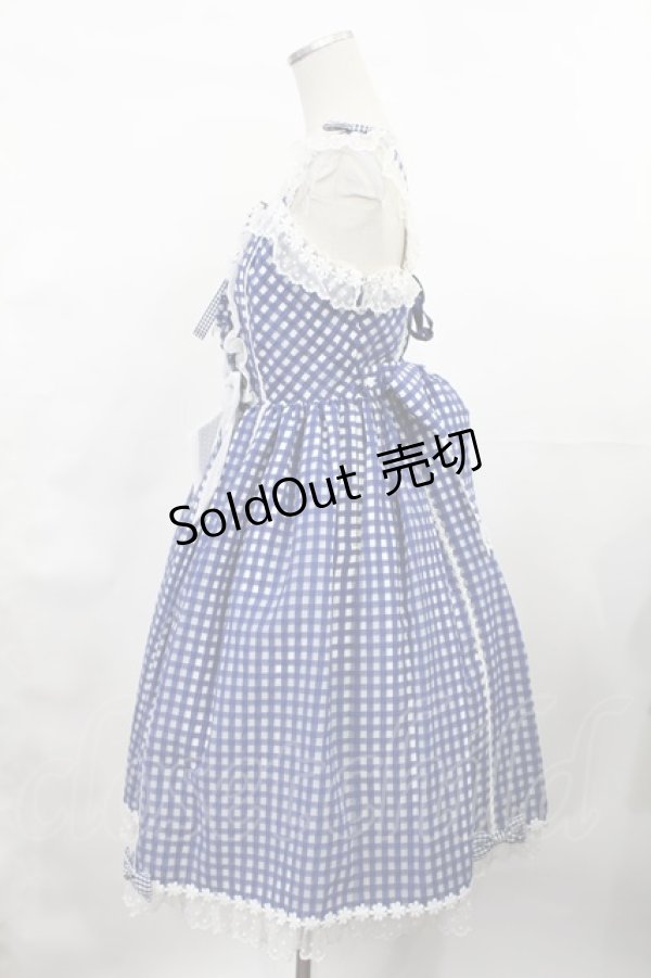 画像2: Angelic Pretty / Hummingギンガムジャンパースカート Free ブルー H-25-03-06-1008-AP-OP-NS-ZH (2)