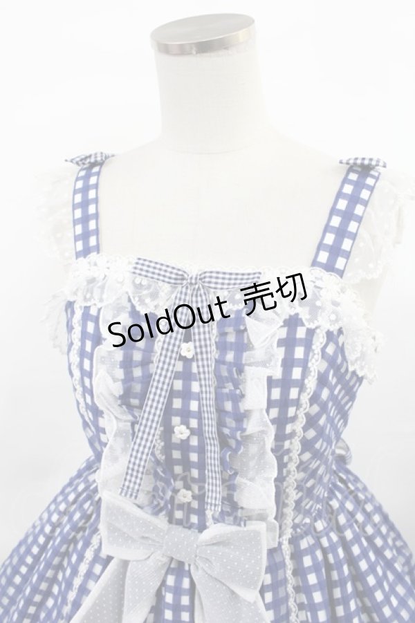 画像4: Angelic Pretty / Hummingギンガムジャンパースカート Free ブルー H-25-03-06-1008-AP-OP-NS-ZH (4)