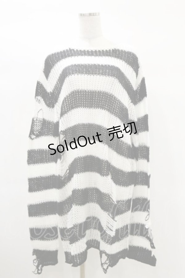 画像1: KILL STAR / Pugsley Knit Sweater L 黒×白 H-25-03-06-003-SL-TO-KB-OS (1)