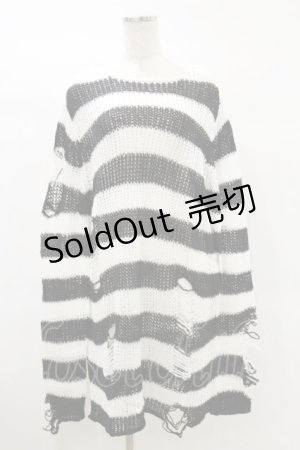 画像: KILL STAR / Pugsley Knit Sweater L 黒×白 H-25-03-06-005-SL-TO-KB-ZH