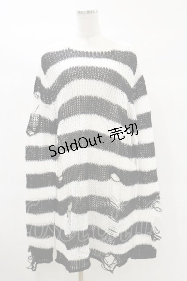 画像1: KILL STAR / Pugsley Knit Sweater L 黒×白 H-25-03-06-005-SL-TO-KB-ZH (1)