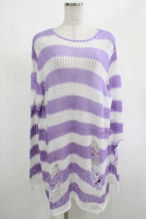 画像: KILL STAR / Viola Knit Sweater L ホワイト×パープル H-25-03-07-1032-SL-TO-KB-ZH