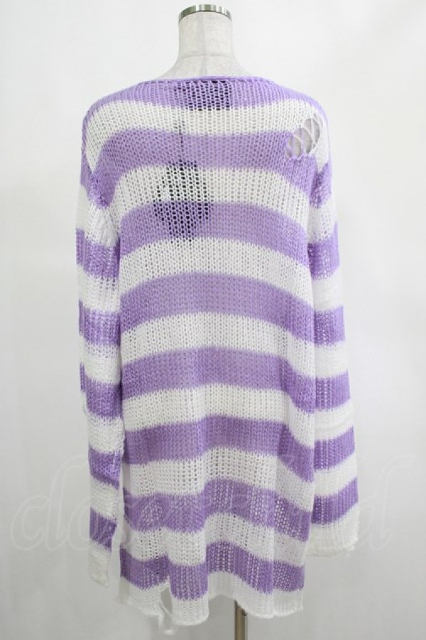 画像3: KILL STAR / Viola Knit Sweater L ホワイト×パープル H-25-03-07-1032-SL-TO-KB-ZH (3)