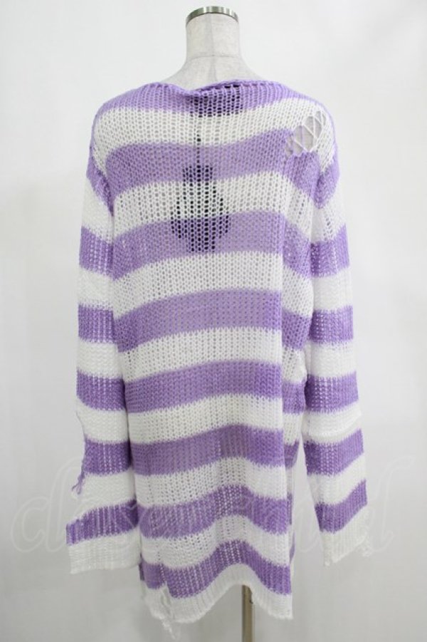 画像3: KILL STAR / Viola Knit Sweater L ホワイト×パープル H-25-03-07-1038-SL-TO-KB-ZH (3)