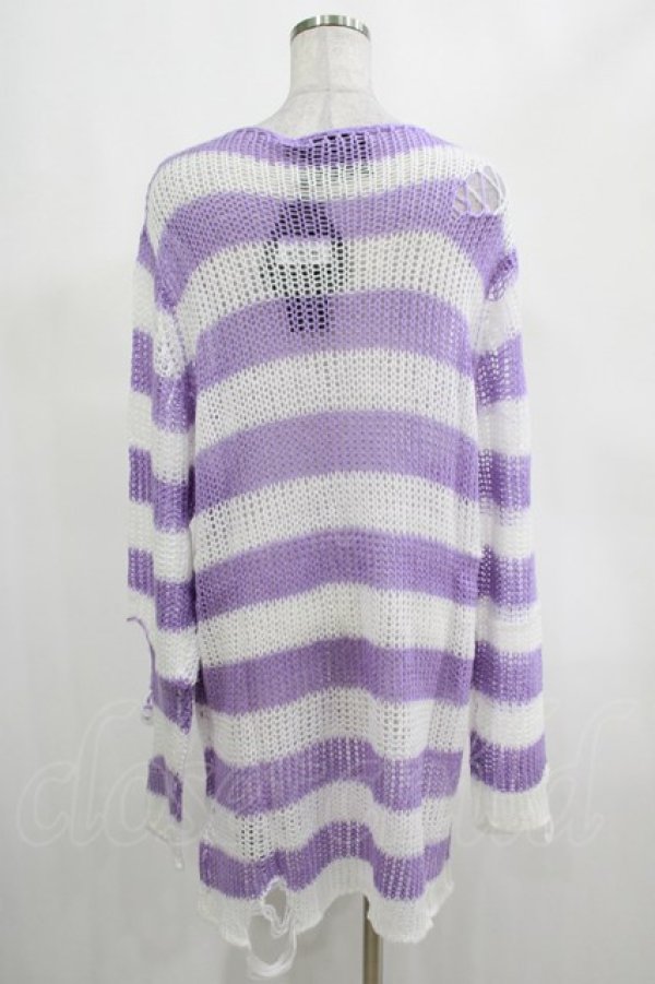 画像3: KILL STAR / Viola Knit Sweater M ホワイト×パープル H-25-03-07-1040-SL-TO-KB-ZH (3)