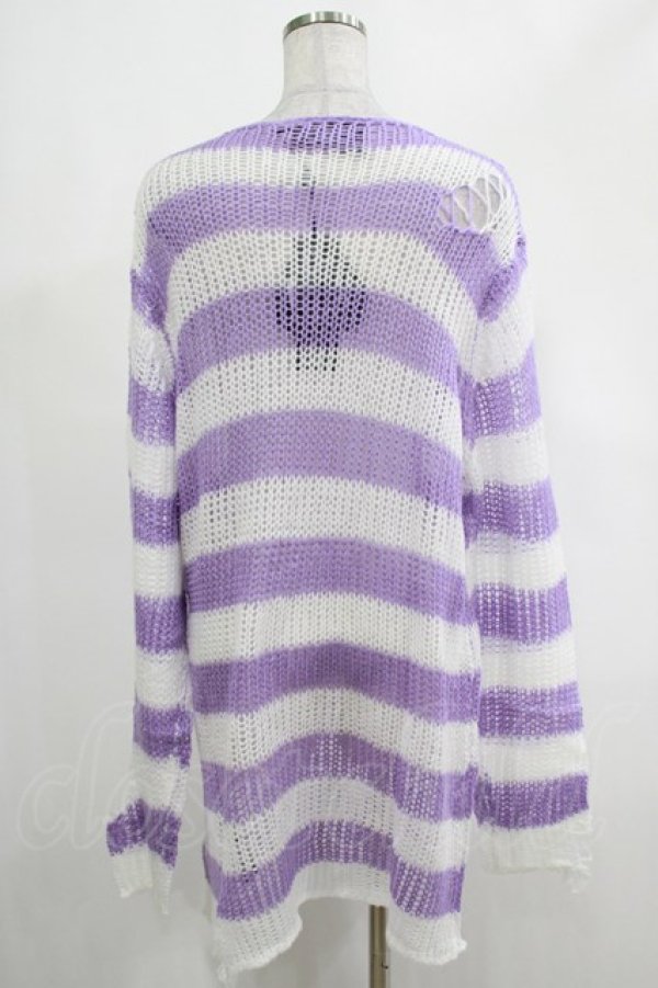 画像3: KILL STAR / Viola Knit Sweater M ホワイト×パープル H-25-03-07-1042-SL-TO-KB-ZH (3)
