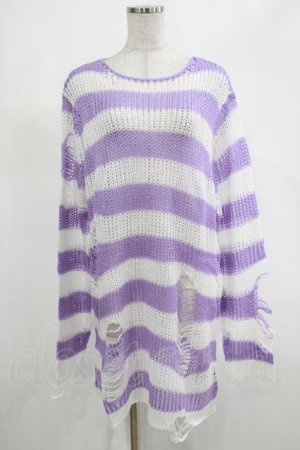 画像: KILL STAR / Viola Knit Sweater M ホワイト×パープル H-25-03-07-1044-SL-TO-KB-ZH