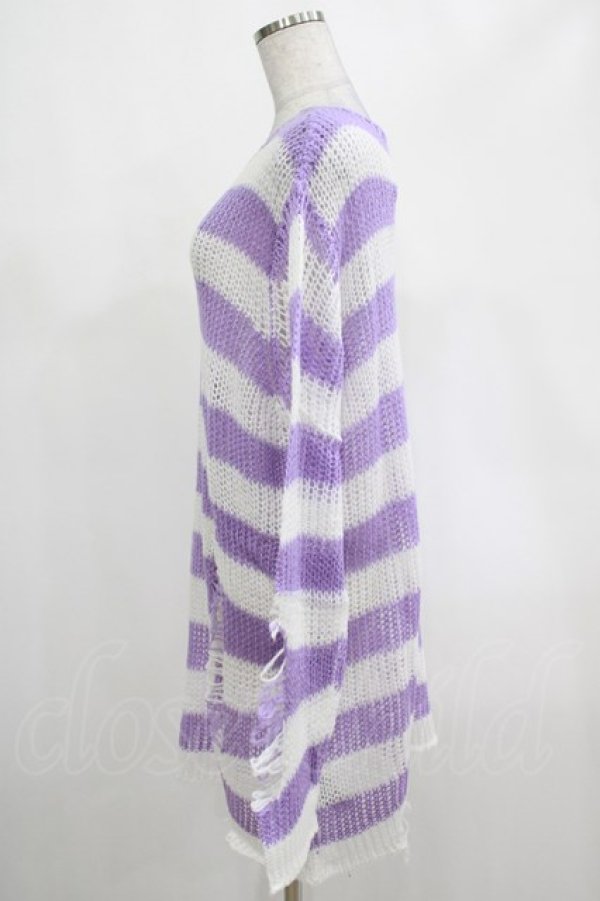画像2: KILL STAR / Viola Knit Sweater M ホワイト×パープル H-25-03-07-1044-SL-TO-KB-ZH (2)