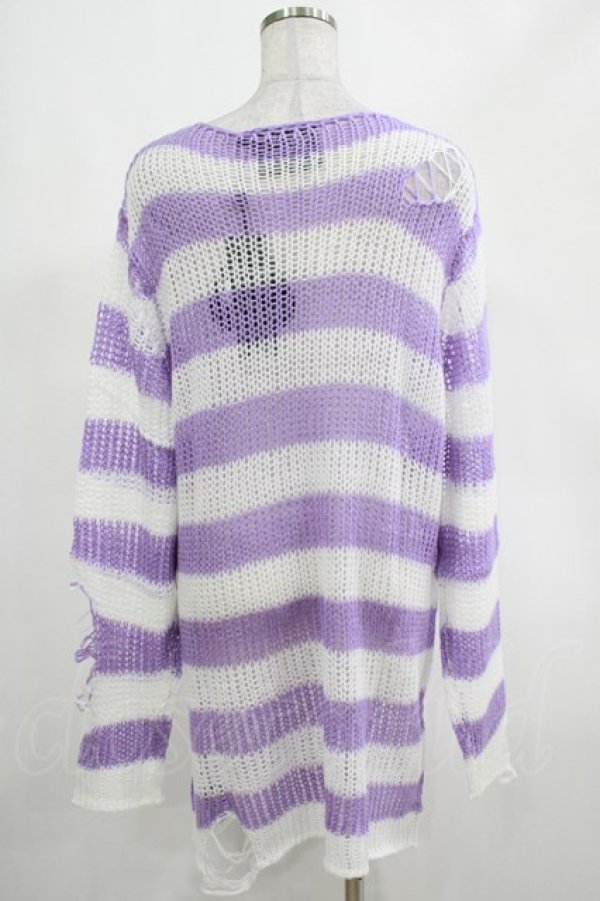 画像3: KILL STAR / Viola Knit Sweater M ホワイト×パープル H-25-03-07-1044-SL-TO-KB-ZH (3)