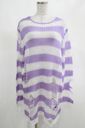 画像: KILL STAR / Viola Knit Sweater M ホワイト×パープル H-25-03-07-1048-SL-TO-KB-ZI