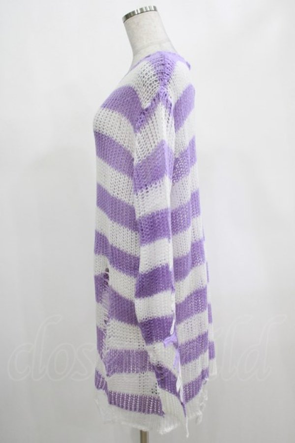 画像2: KILL STAR / Viola Knit Sweater M ホワイト×パープル H-25-03-07-1048-SL-TO-KB-ZI (2)