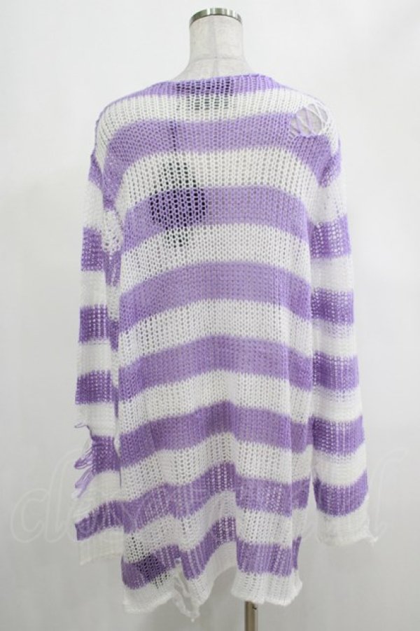 画像3: KILL STAR / Viola Knit Sweater M ホワイト×パープル H-25-03-07-1050-SL-TO-KB-ZH (3)