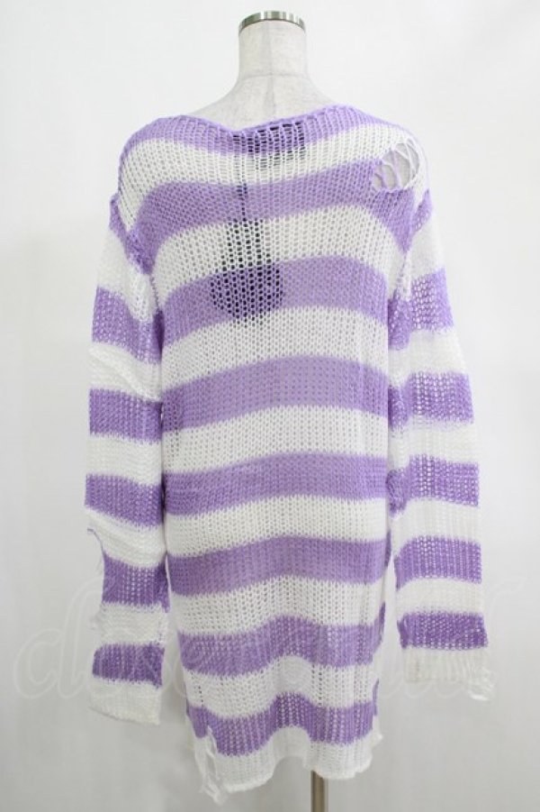 画像3: KILL STAR / Viola Knit Sweater M ホワイト×パープル H-25-03-07-1054-SL-TO-KB-ZH (3)