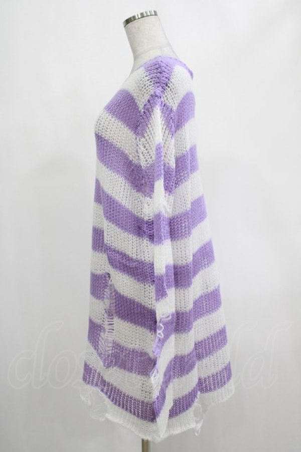 画像2: KILL STAR / Viola Knit Sweater M ホワイト×パープル H-25-03-07-1056-SL-TO-KB-ZH (2)