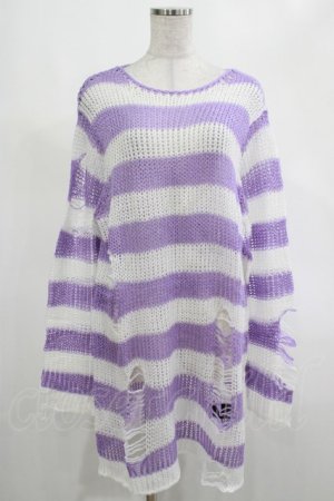 画像: KILL STAR / Viola Knit Sweater M ホワイト×パープル H-25-03-07-1058-SL-TO-KB-OS