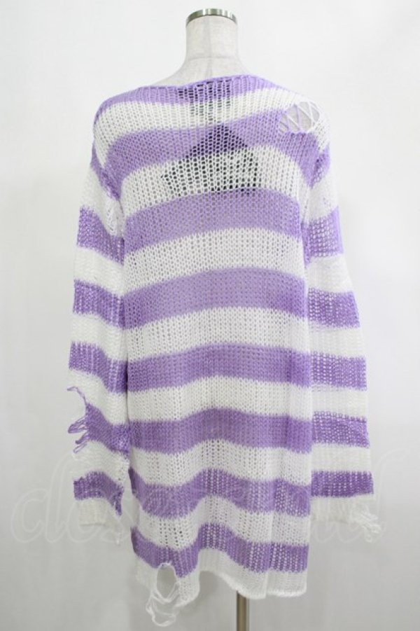 画像3: KILL STAR / Viola Knit Sweater M ホワイト×パープル H-25-03-07-1058-SL-TO-KB-ZT056 (3)