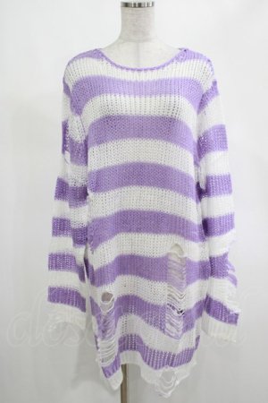 画像: KILL STAR / Viola Knit Sweater M ホワイト×パープル H-25-03-07-1060-SL-TO-KB-ZY