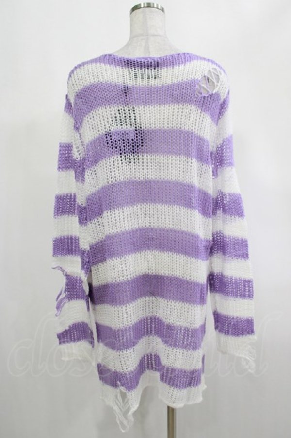 画像3: KILL STAR / Viola Knit Sweater M ホワイト×パープル H-25-03-07-1060-SL-TO-KB-ZY (3)
