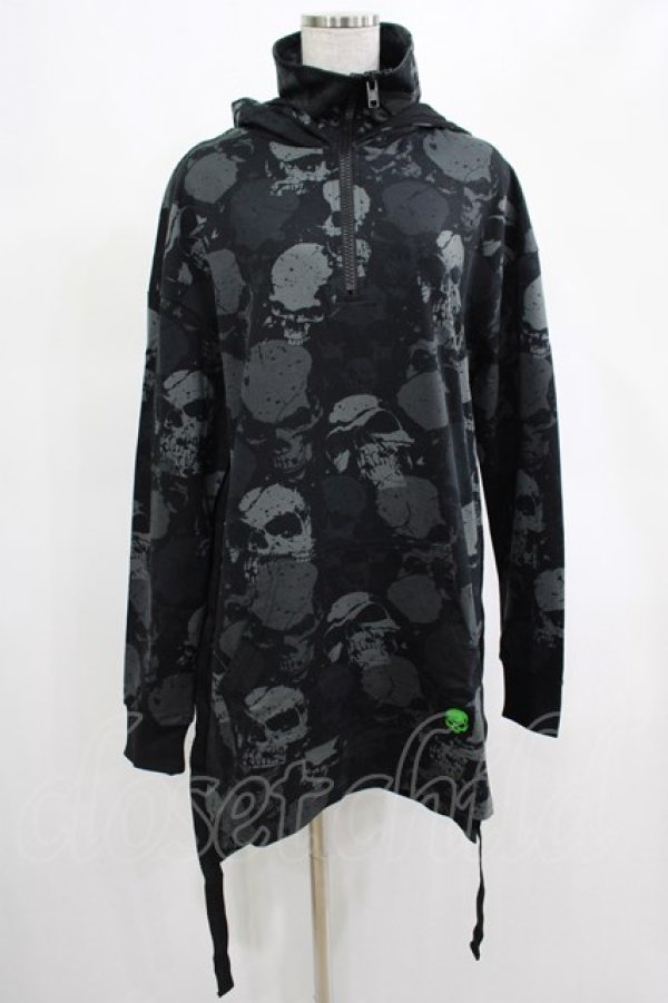 画像1: KILL STAR / Tzompantli Oversized Hoodie XS 黒 H-25-03-07-1061-SL-TO-KB-ZT129 (1)