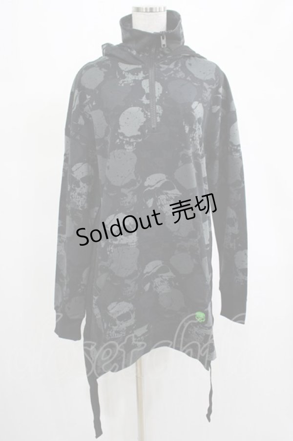 画像1: KILL STAR / Tzompantli Oversized Hoodie XS 黒 H-25-03-07-1061-SL-TO-KB-ZT129 (1)
