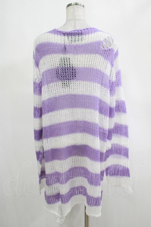 画像3: KILL STAR / Viola Knit Sweater M ホワイト×パープル H-25-03-07-1063-SL-TO-KB-ZT238 (3)