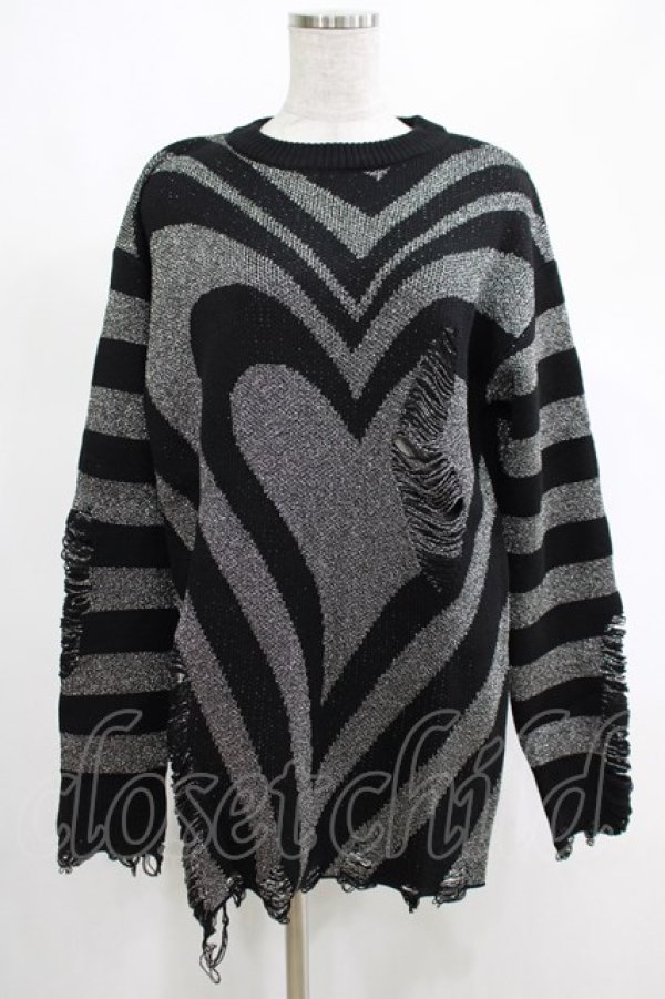 画像1: KILL STAR / Libi Sweater XS 黒×シルバーグレー H-25-03-07-1065-SL-TO-KB-ZT181 (1)