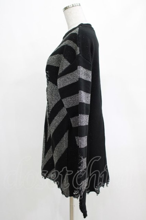 画像2: KILL STAR / Libi Sweater XS 黒×シルバーグレー H-25-03-07-1065-SL-TO-KB-ZT181 (2)