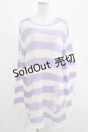 画像: KILL STAR / Viola Knit Sweater L ホワイト×パープル H-25-03-07-1066-SL-TO-KB-ZI