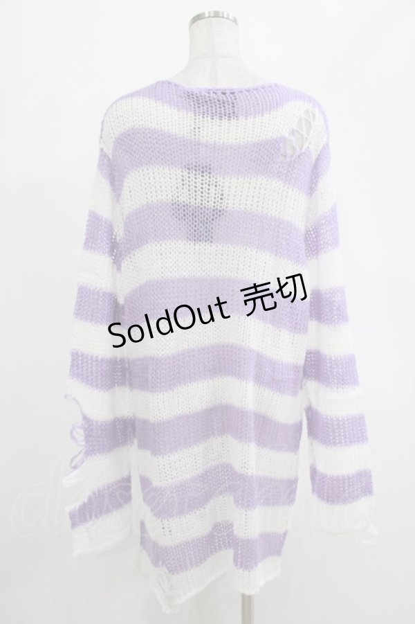 画像3: KILL STAR / Viola Knit Sweater L ホワイト×パープル H-25-03-07-1066-SL-TO-KB-ZI (3)